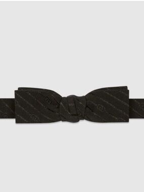 NWT GUCCI GG JACQUARD SILK BLACK  BOW TIE